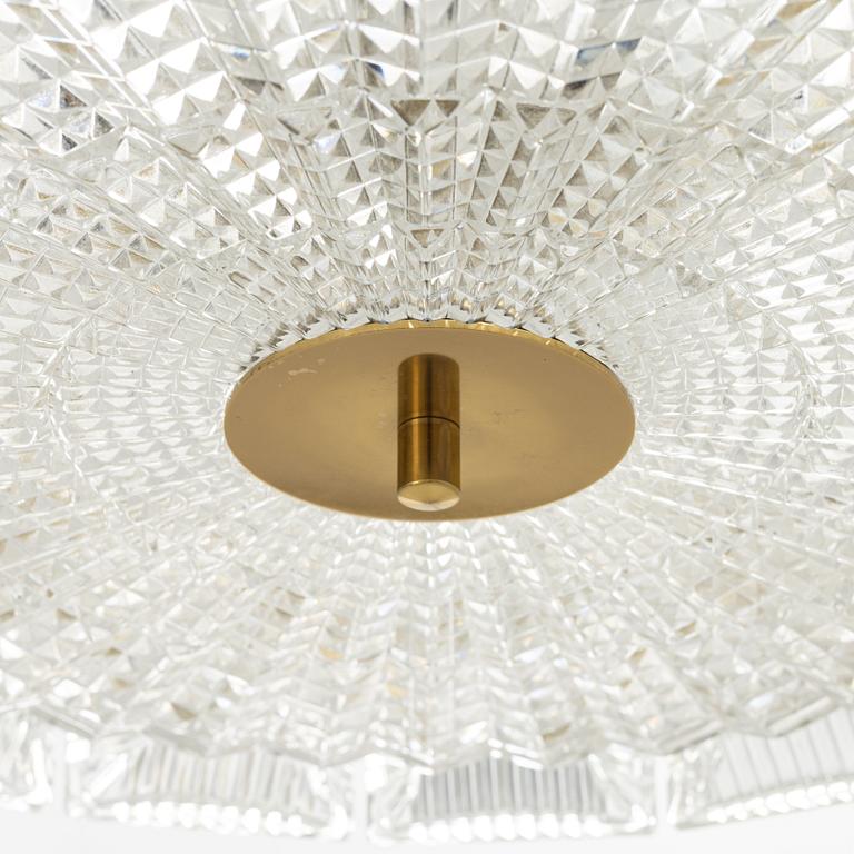 Carl Fagerlund, a glass and brass ceiling light, Orrefors.