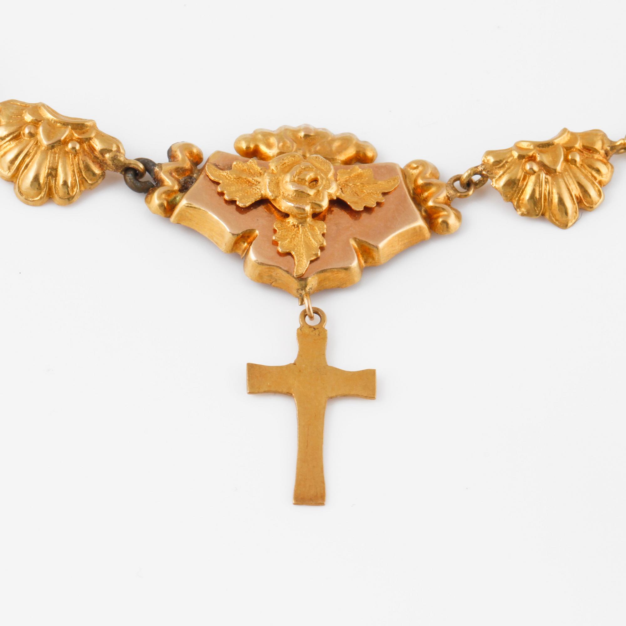 COLLIER, 18k guld, kattfotstämplad, troligtvis 1842. Vikt 8,8 gram.