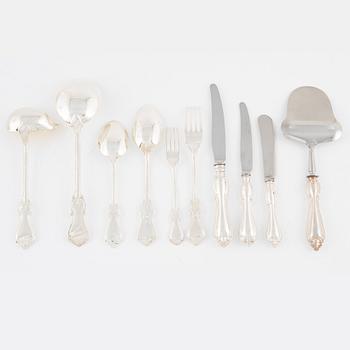 An 101-piece silver cutlery, model 'Olga', predominantly GAB, Eskilstuna, including pieces from 1974.