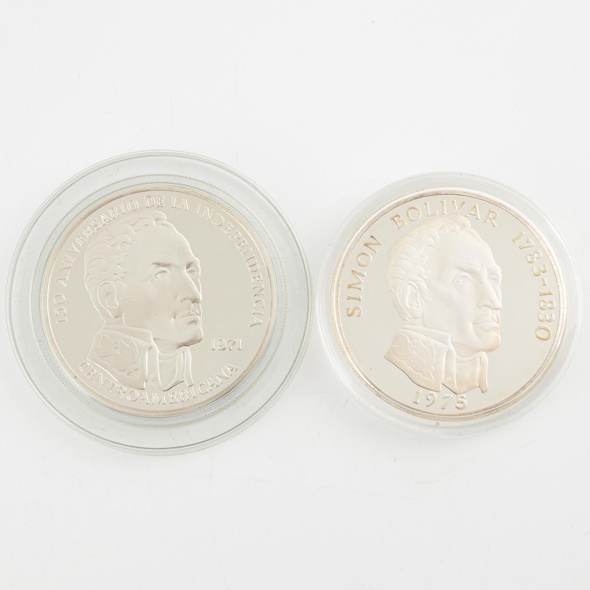 Silvermynt, 5 st, 20 Balboas, Republica de Panama, 1971, 1972, 1973, 1974, 1975.