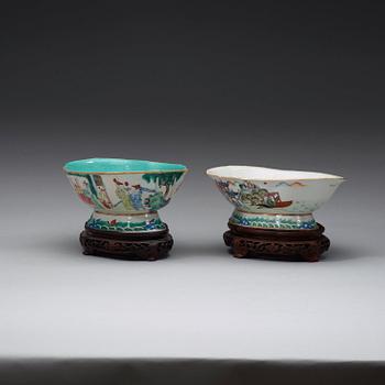 Two famille rose figures scenes bowl, Qing dynasty 19th century.