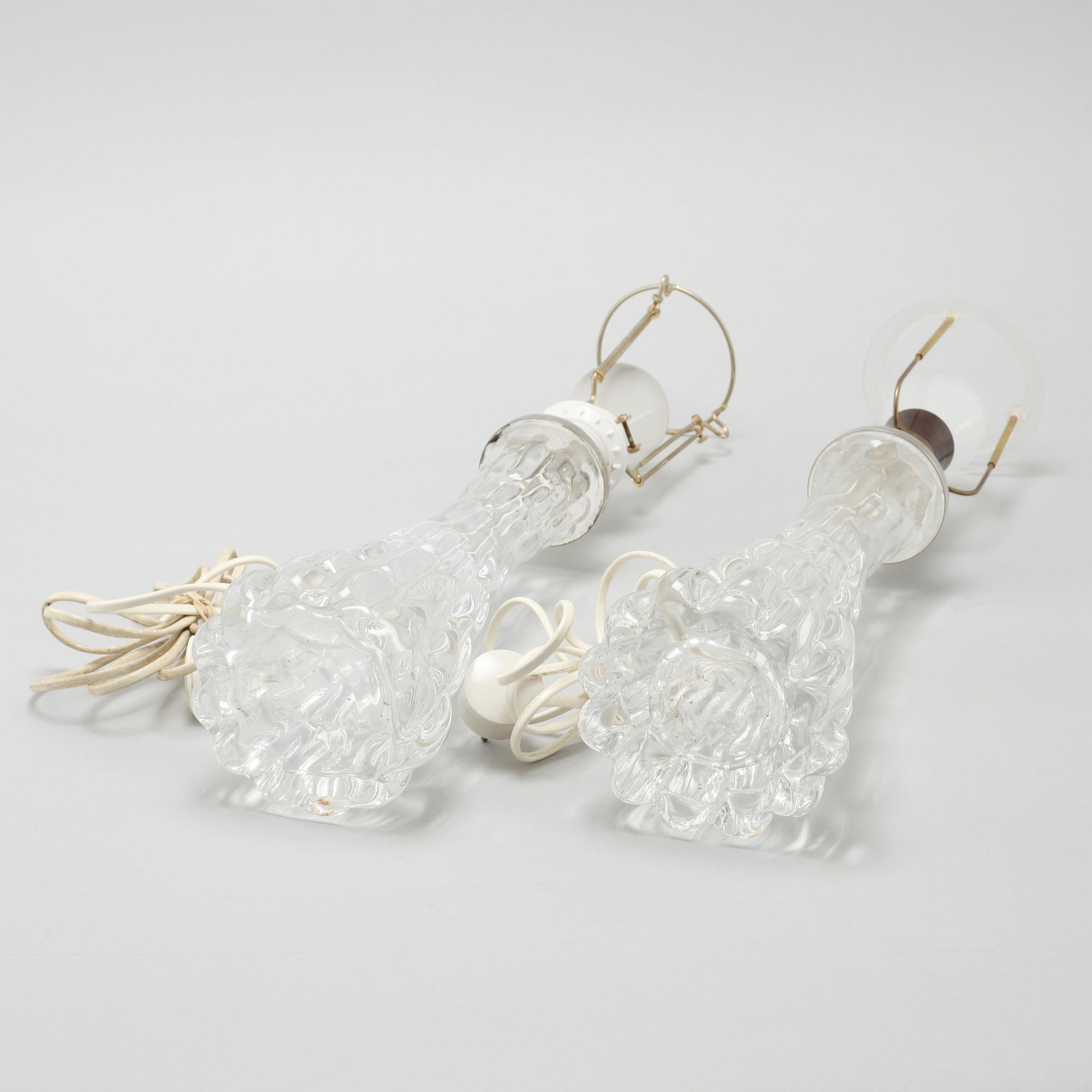 A pair of table lamps by Carl Fagerlund for Orrefors, third quarter of the 20th century.