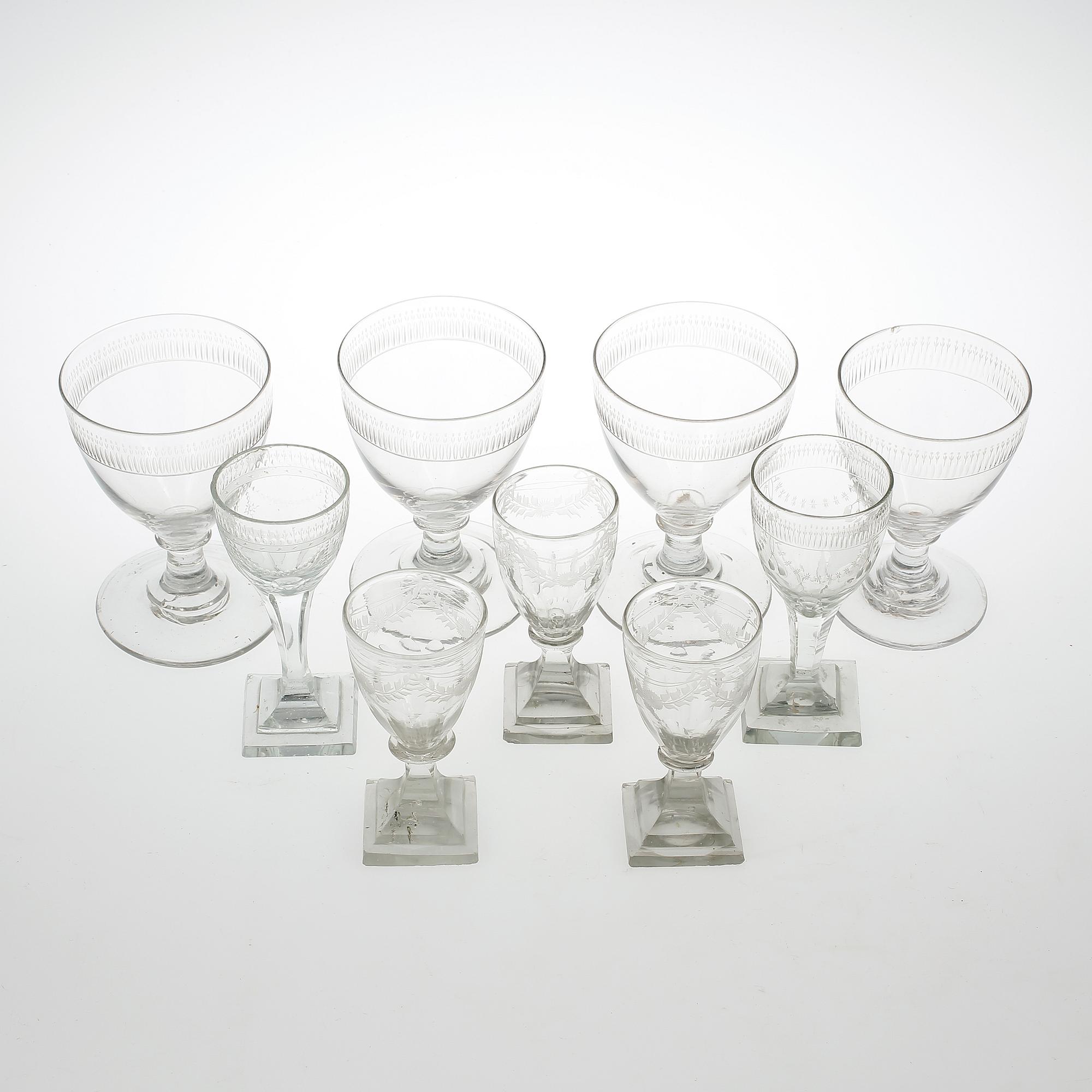 VINGLAS, 4+3+1+1, empire, 1800-talets första hälft.