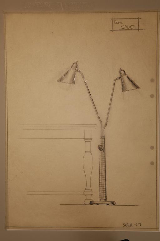 Hans Bergström, golvlampa, modell "505", ateljé Lyktan, Åhus 1930-40-tal.