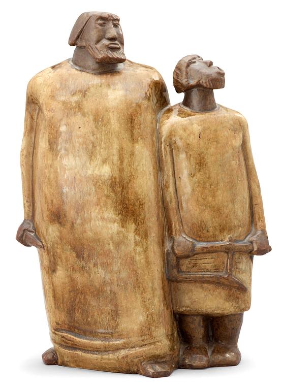 An Åke Holm stoneware figure, 'Saul and David', Höganäs, 1950's.