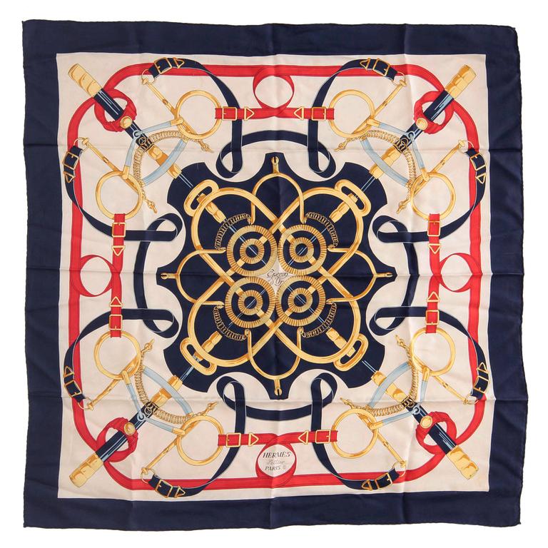 HERMÈS, silk scarf, "Epiron D'or".