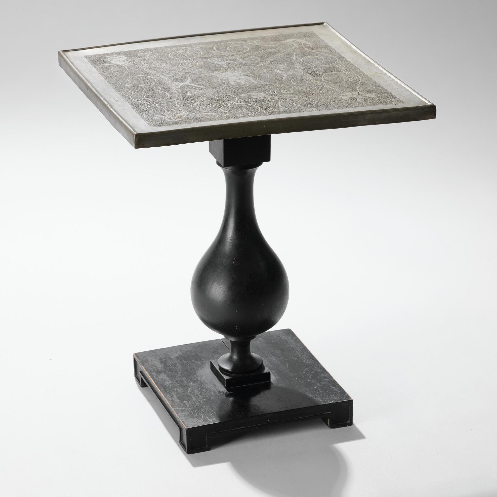 Anna Petrus, a pewter top tray table on a base by Uno Åhrén, executed in her studio, Stockholm, ca 1922-25.