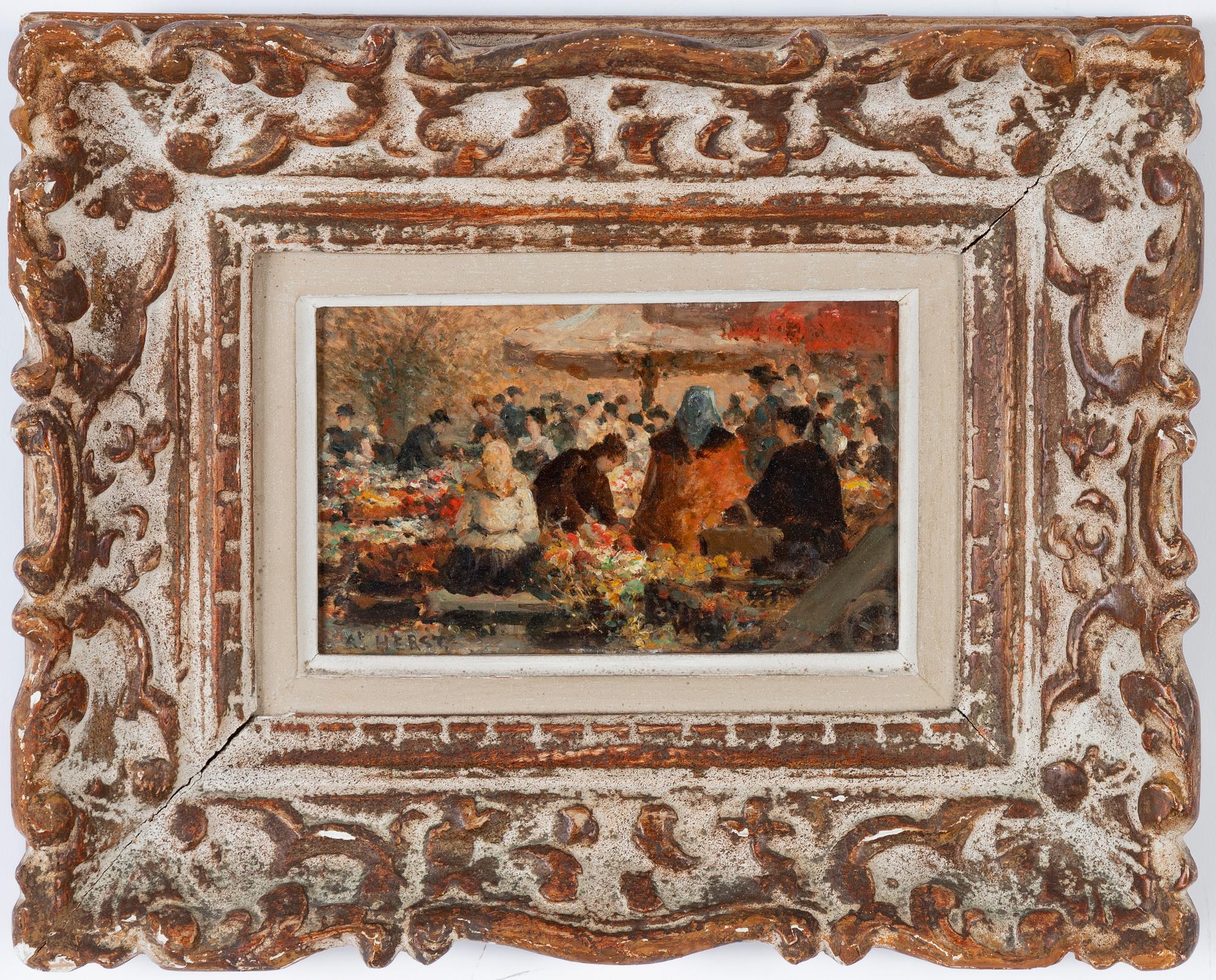 Auguste Clément Joseph Herst, oil on panel, signed.