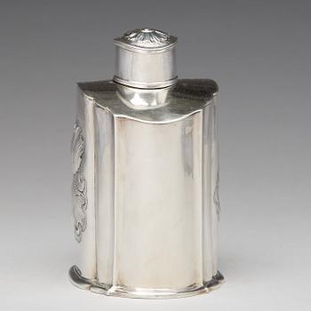 A Swedish late Baroque silver tea-caddy, mark of Johan Collin, Stockholm 1745.