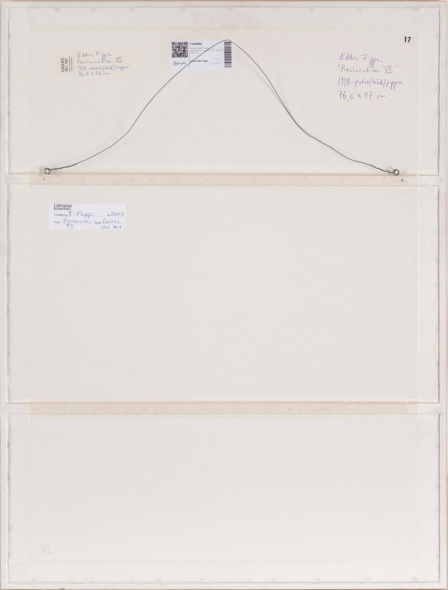 EDDIE FIGGE, pastel and assemblage, signed and dated 1998.