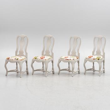 A set of four late Baroque style chairs, late 20th Century.