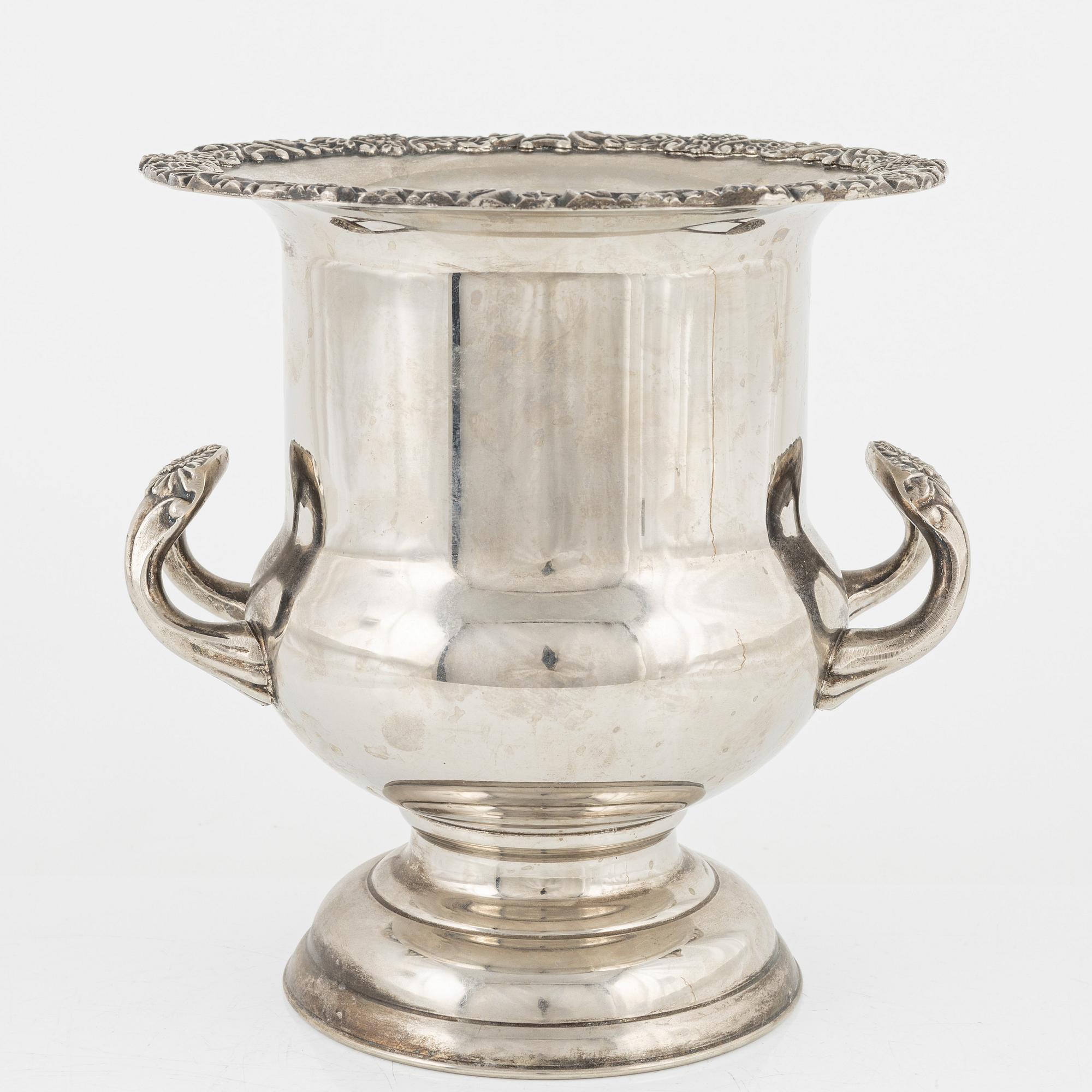 A silver plated wine cooler, Hong Kong, second half of the 20th Century.
