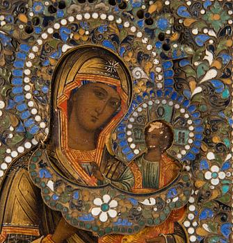 ICON, riza enameled brass, Russia early 20th centuty.
