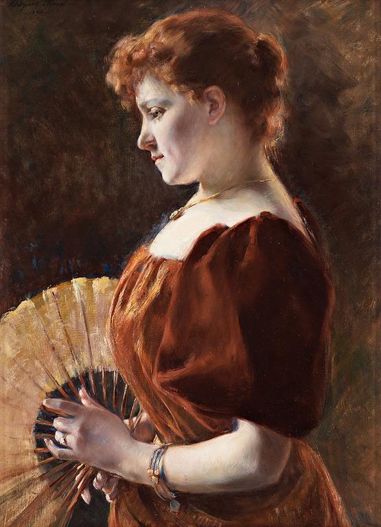 Hildegard Thorell, Young woman with fan.