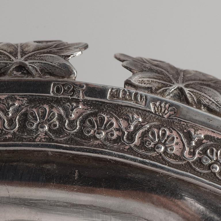 A Finnish silver bread basket marks of Olof Robert Lundgren, Åbo 1847.