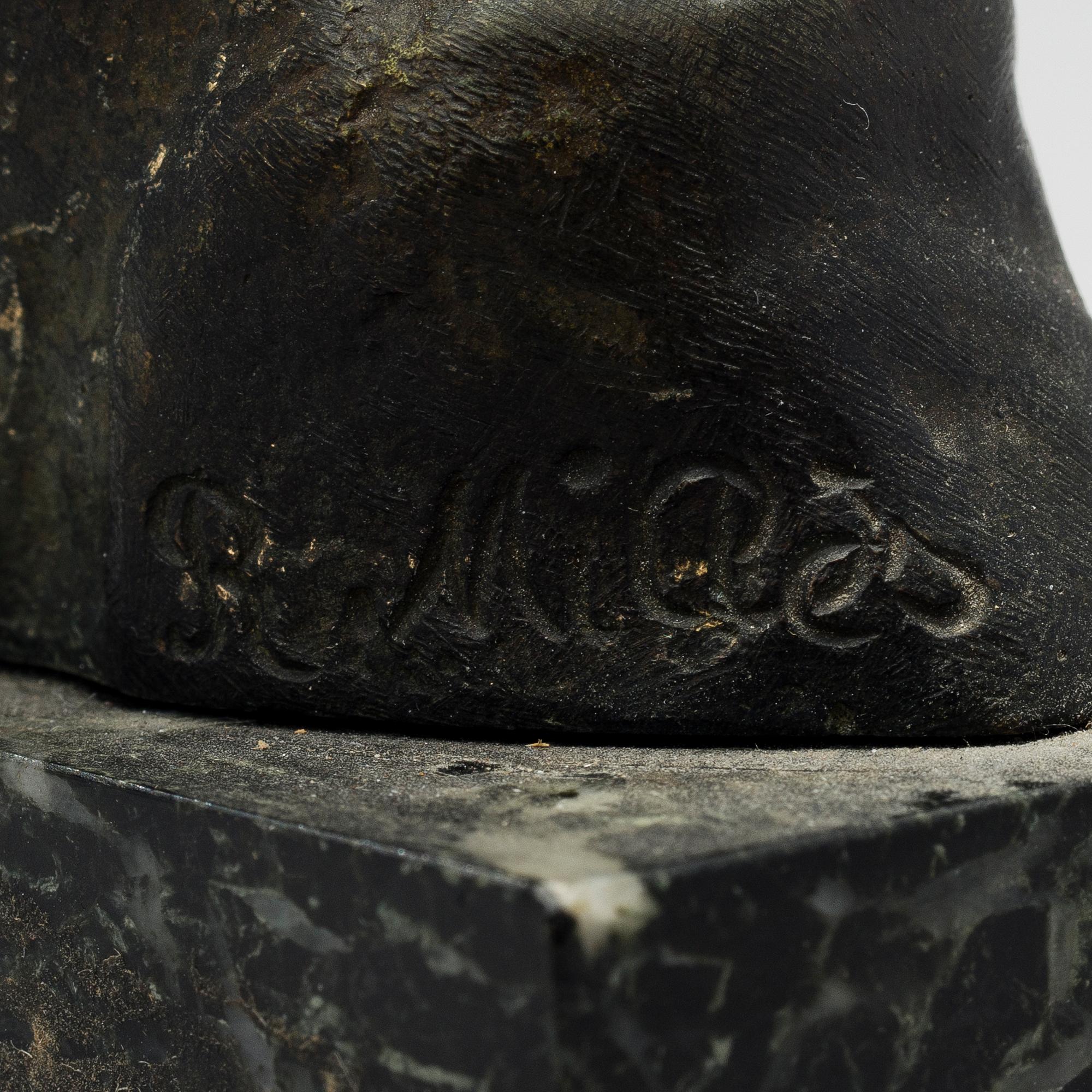 RUTH MILLES, bronze, marble, signed.