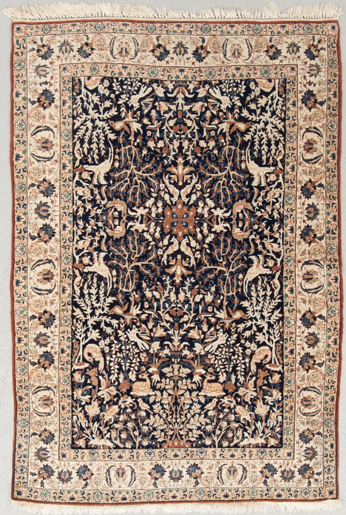 MATTA, old, Nain, figural, part silk, ca 165 x 112 cm.