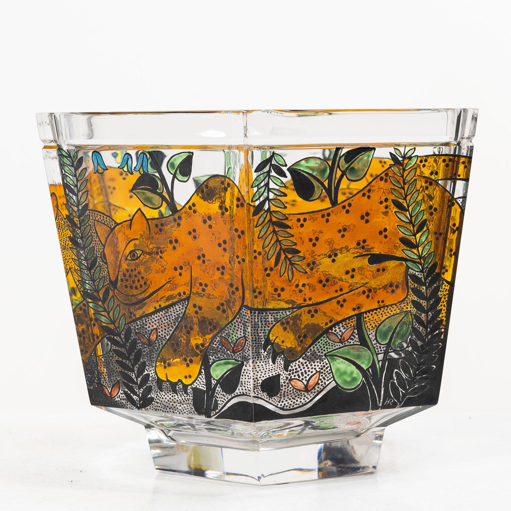 Gunnar Cyrén, a “Leopard Play” glass bowl, Orrefors, 1990.