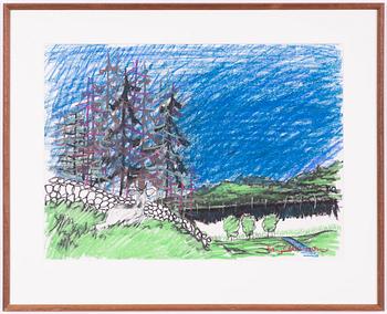 Stig Claesson, Landscape with a reclining moose calf.