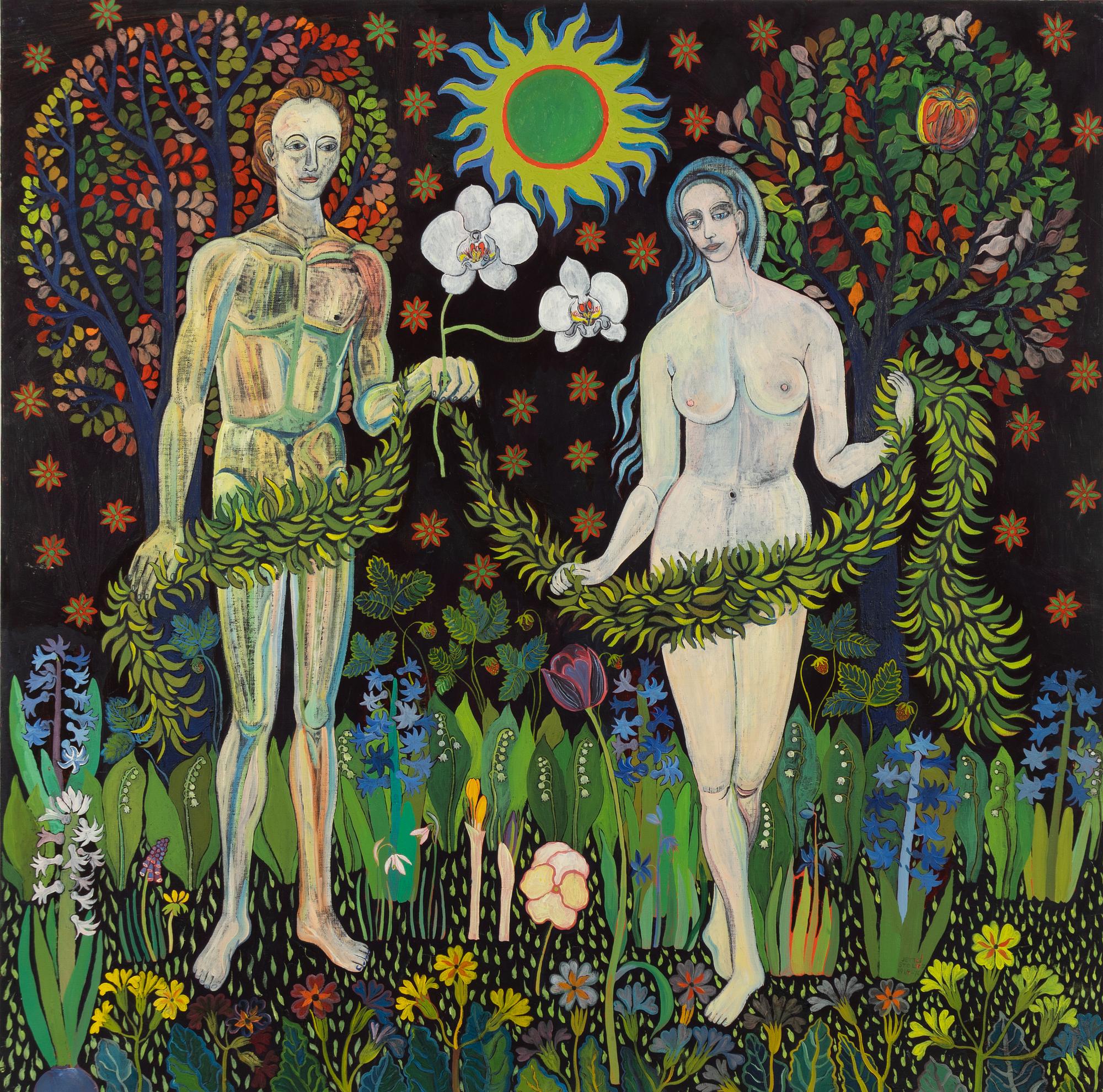 Jette Stoltz, 'Adam ger Eva en vit orkidé i paradisets lustgård'.