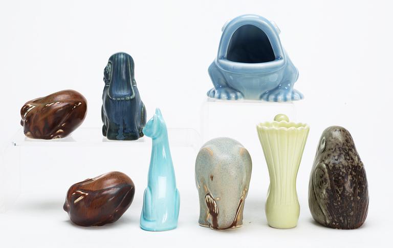 A set of eight Gunnar Nylund stoneware figures of various animals, Rörstrand.