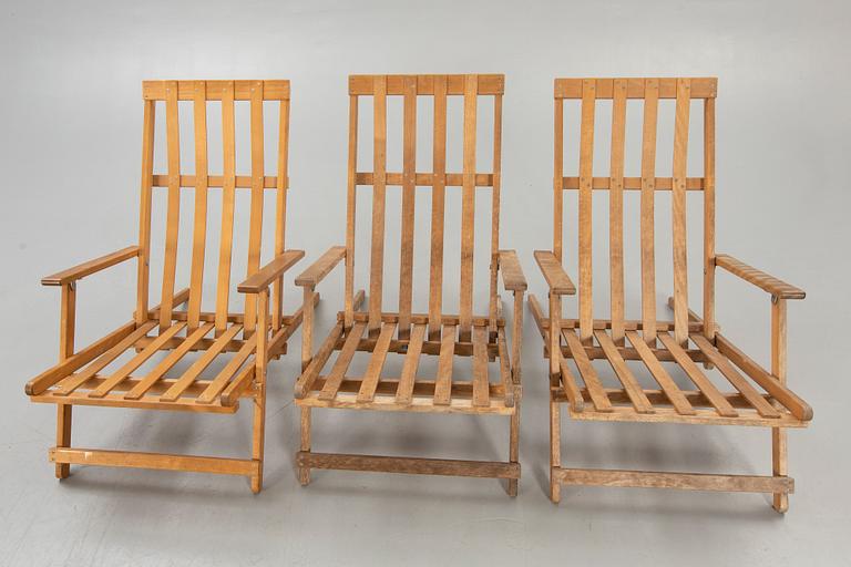 Three second half of 20th century deck chairs by Børge Mogensen for A/S Søborg, Denmark.