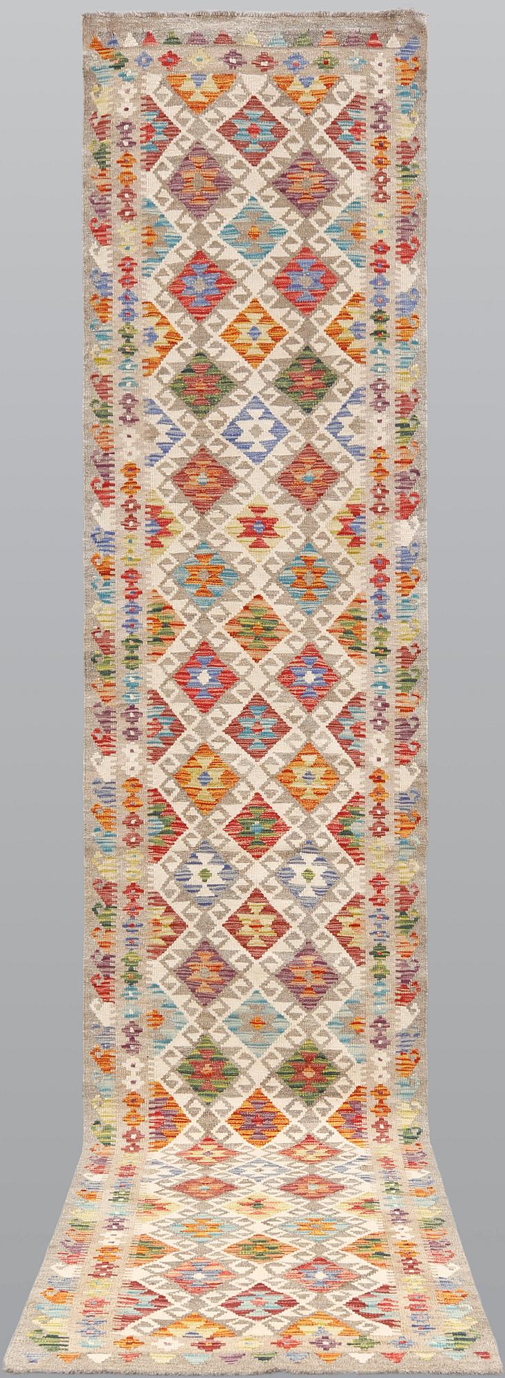 Gallerimatta, Kelim, ca 402 x 84 cm.