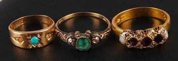RINGAR, 5 st, guld 18-23 K, 1889-1962. tot ca 27 g.