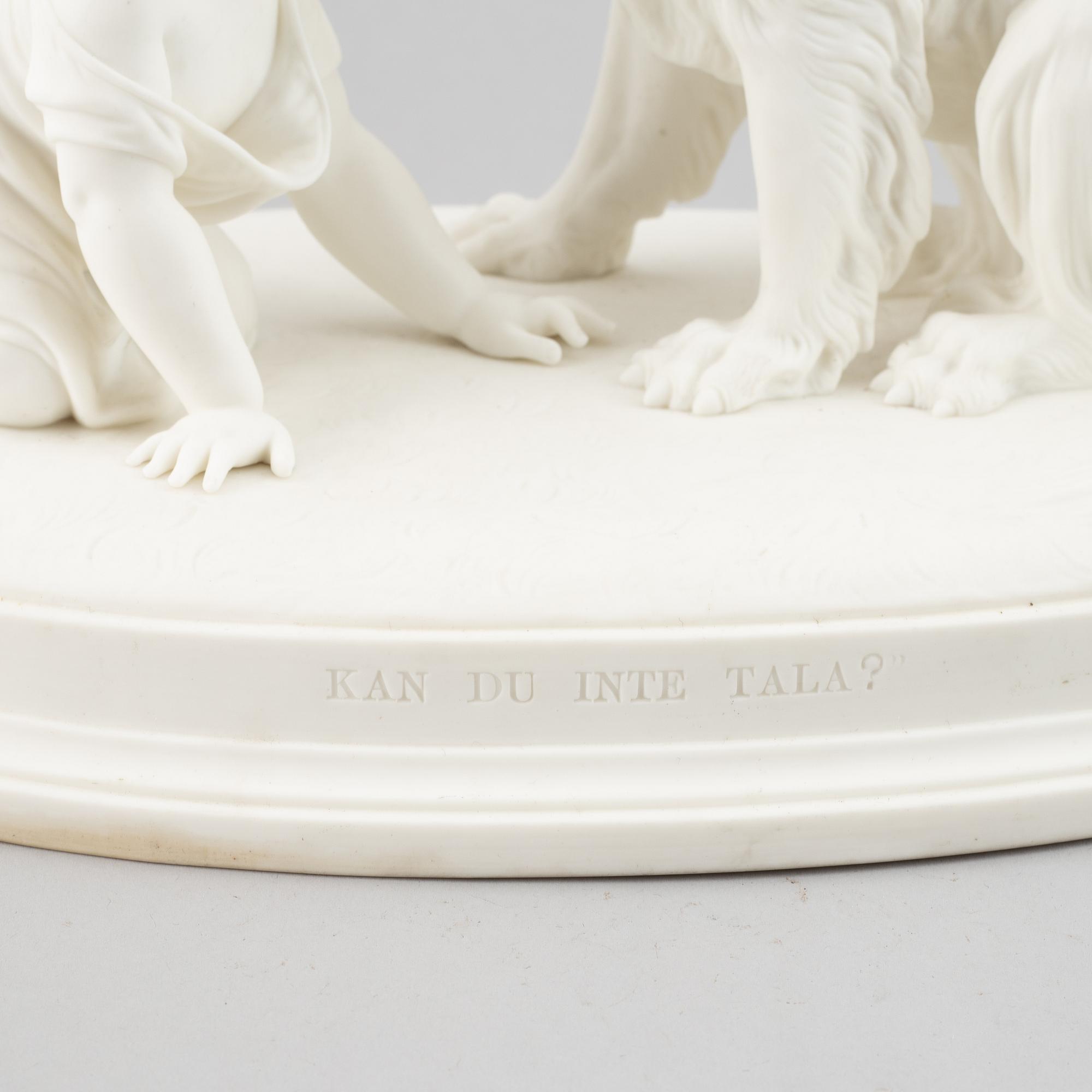 SKULPTUR, parian, stor modell, "Kan du inte tala" Gustavsberg, 1900-tal.
