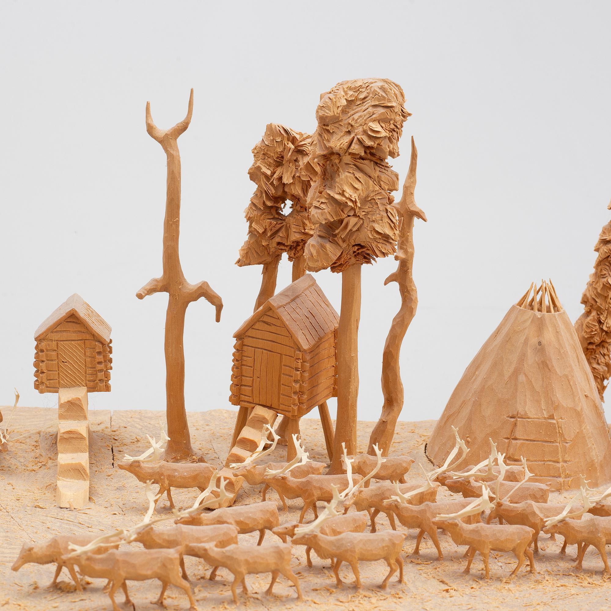 Kjell Bergqvist, a sculpture group, signed KB.
