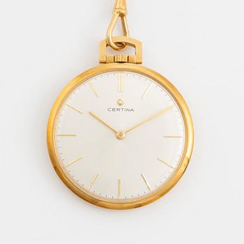 Certina, 18K fickur med kedja i 18K guld, 40 mm.