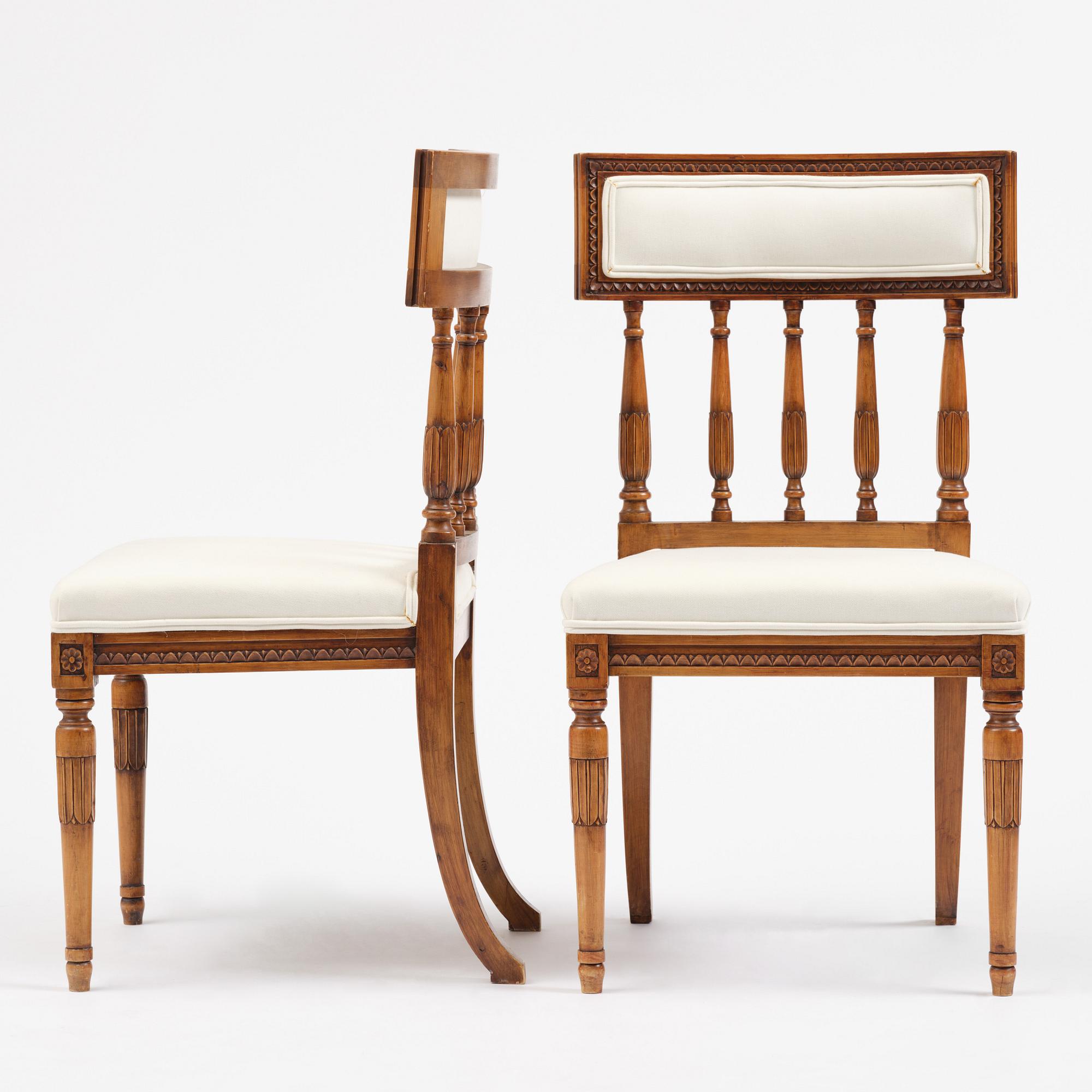 A pair of Late Gustavian style chairs, first half of the 20th century.