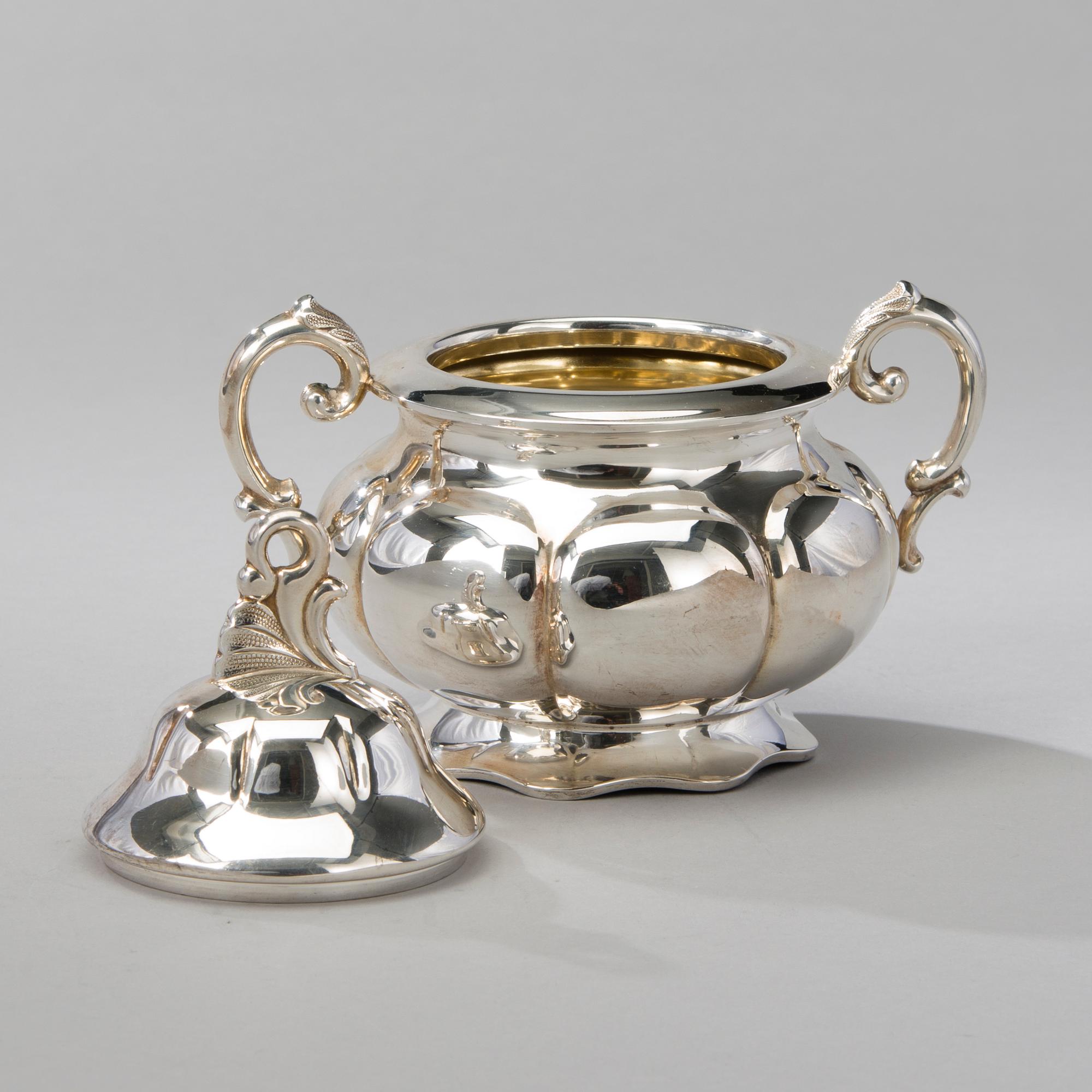 KAFFESERVIS, 3 st, silver, Helsingfors 1952. Totalvikt 1193 g.