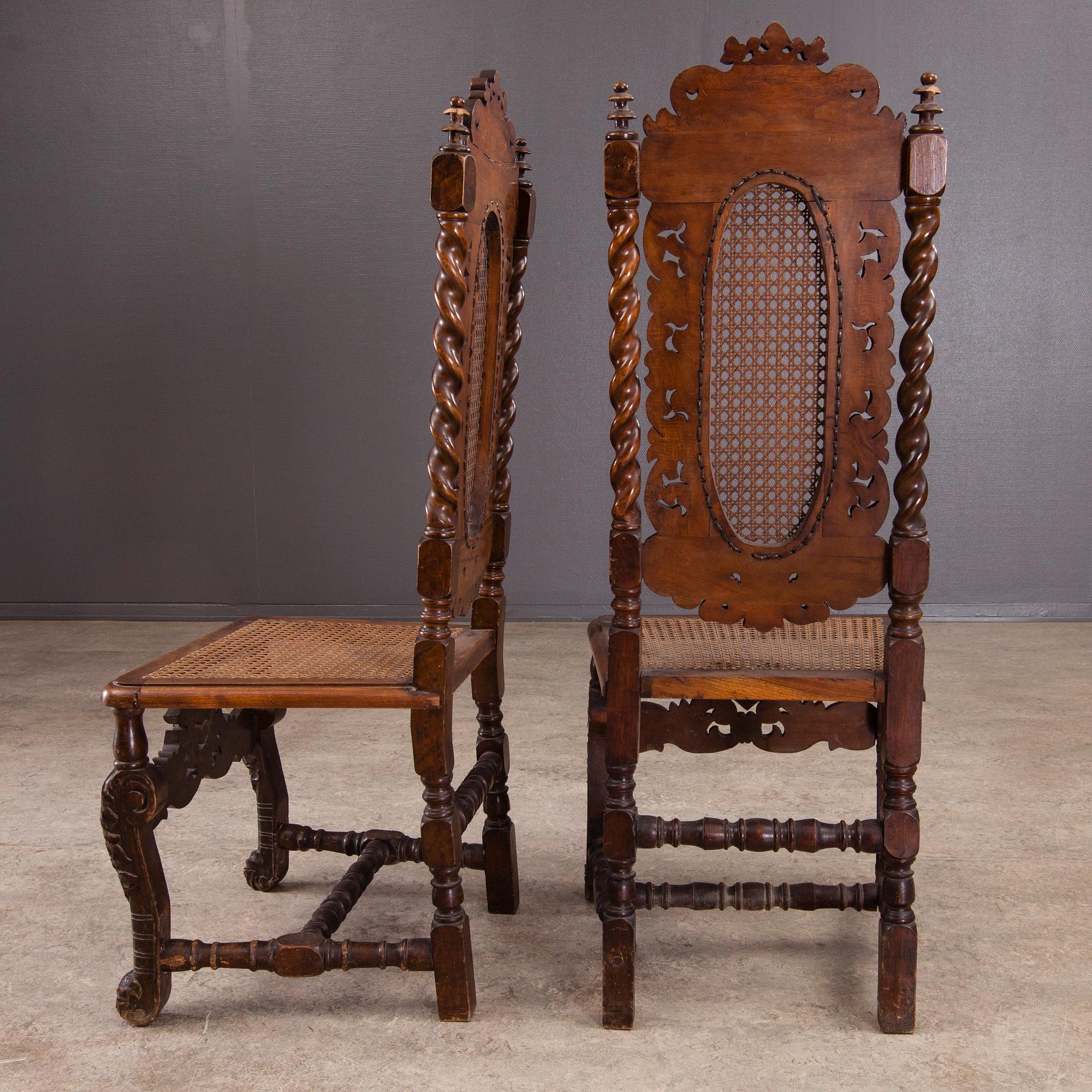 KARMSTOL och STOLAR, 8 st, barockstil, troligen Tyskland 1800-talets slut.