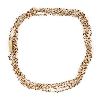 KEDJA, omkring sekelskiftet 1900-talets. 18K guld.
