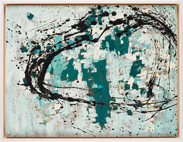 BRITT LUNDBOHM-REUTERSVÄRD, mixed media on panel, signed and dated 1957.