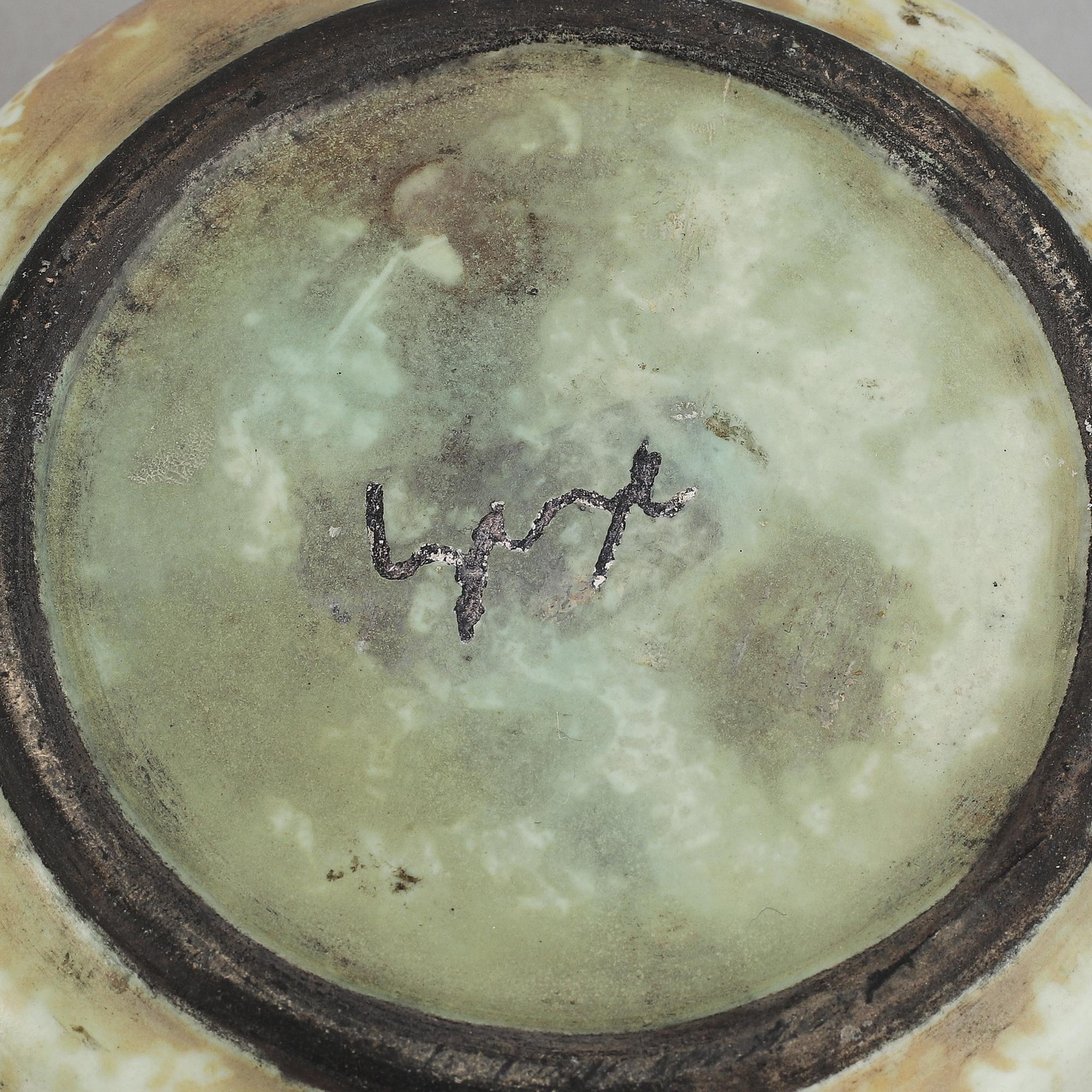 Hans Hedberg, a faience box in five pieces, Biot, France.