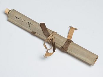 RULLMÅLNING, tusch och färg på siden. Oidentifierad konstnär. Troligen Japan, 1800-tal.