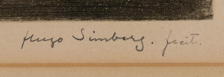HUGO SIMBERG, etsning, signerad fecit.