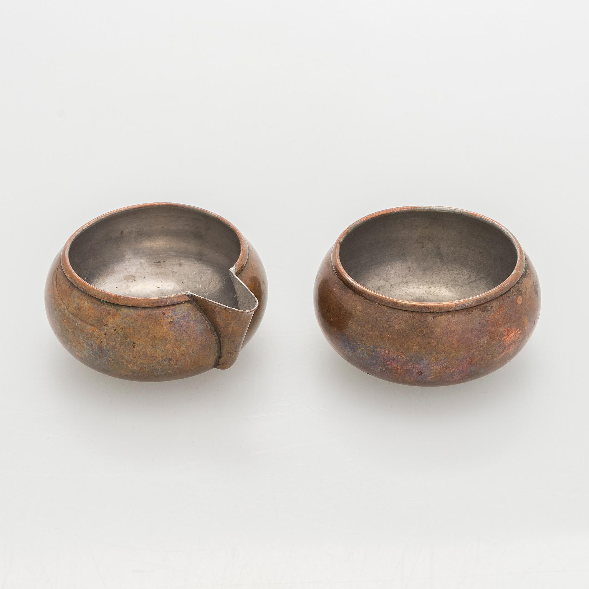 Maija Heikinheimo, sockerskål och gräddsnäcka, tillverkare Valaistustyö för Artek 1900-talets mitt.