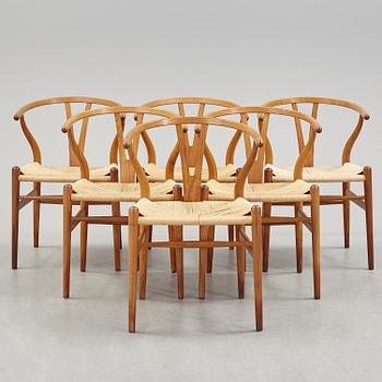 A set of six armchairs 'Y-chair' by Hans J Wegner, Carl Hansen & Son, Denmark.