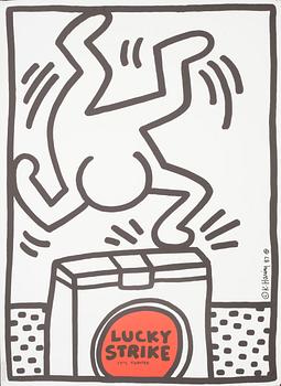 KEITH HARING, efter, "Lucky Strike", tryckt av Albin Uldry Switzerland, signerad och daterad i trycket -87.