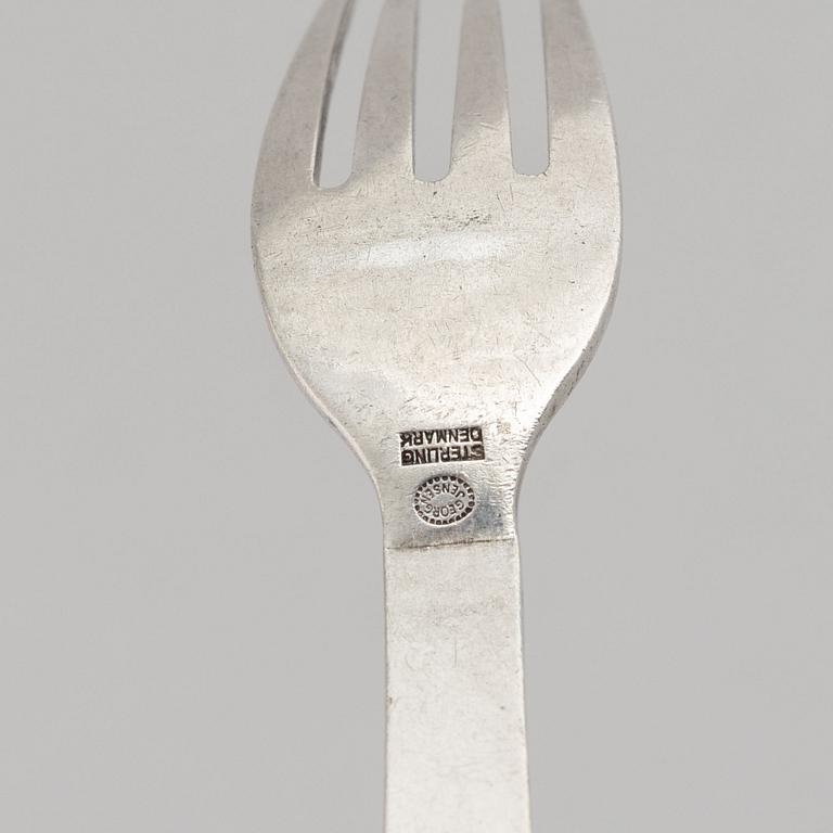 Harald Nielsen, cutlery, 7 pieces, sterling silver, model Pyramid, Georg Jensen/Georg Jensen & Wendel, Denmark.