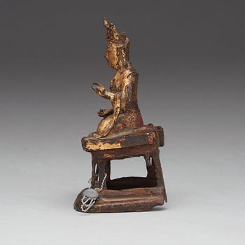 A gilt bronze figure of a seated Bodhisattva, Qing dynasty, 18th Century.