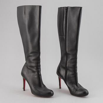 CHRISTIAN LOUBOUTIN, a pair of leather boots, size 37.