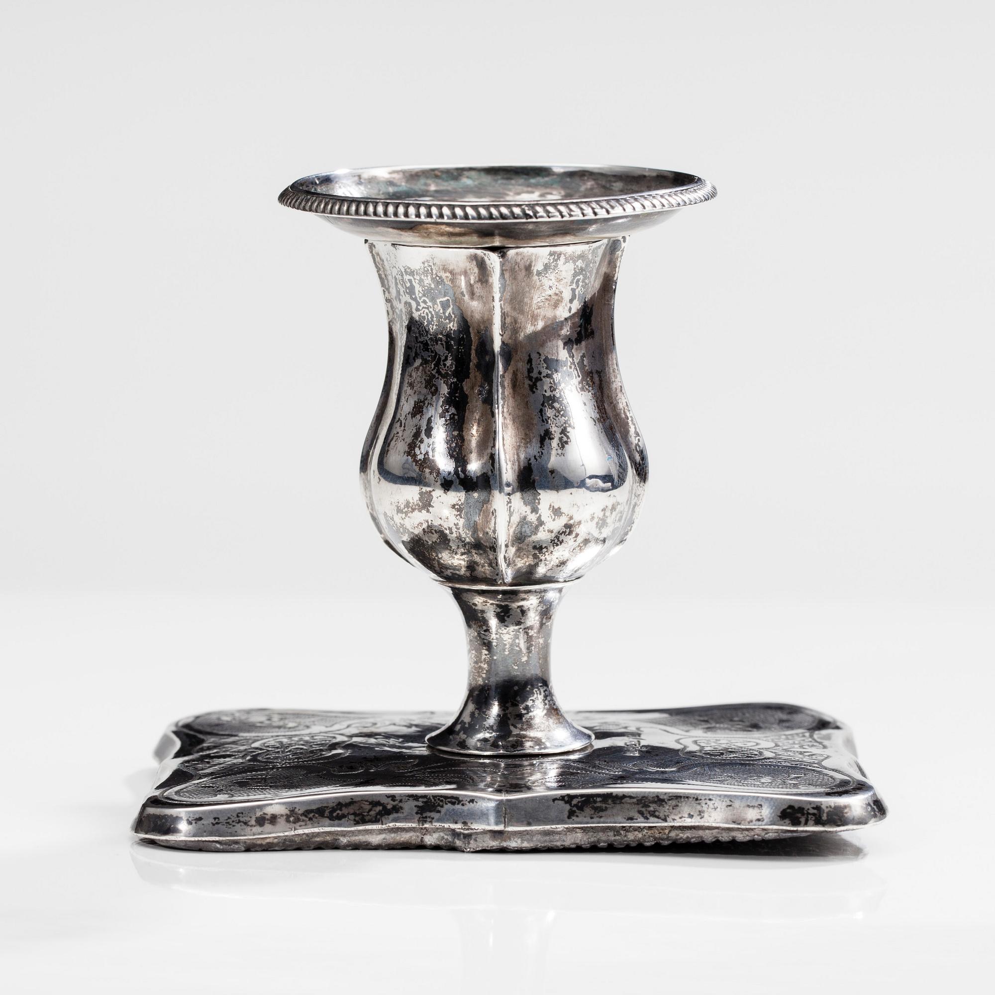 LJUSSTAKE, silver, Olof Robert Lundgern, Åbo 1873.