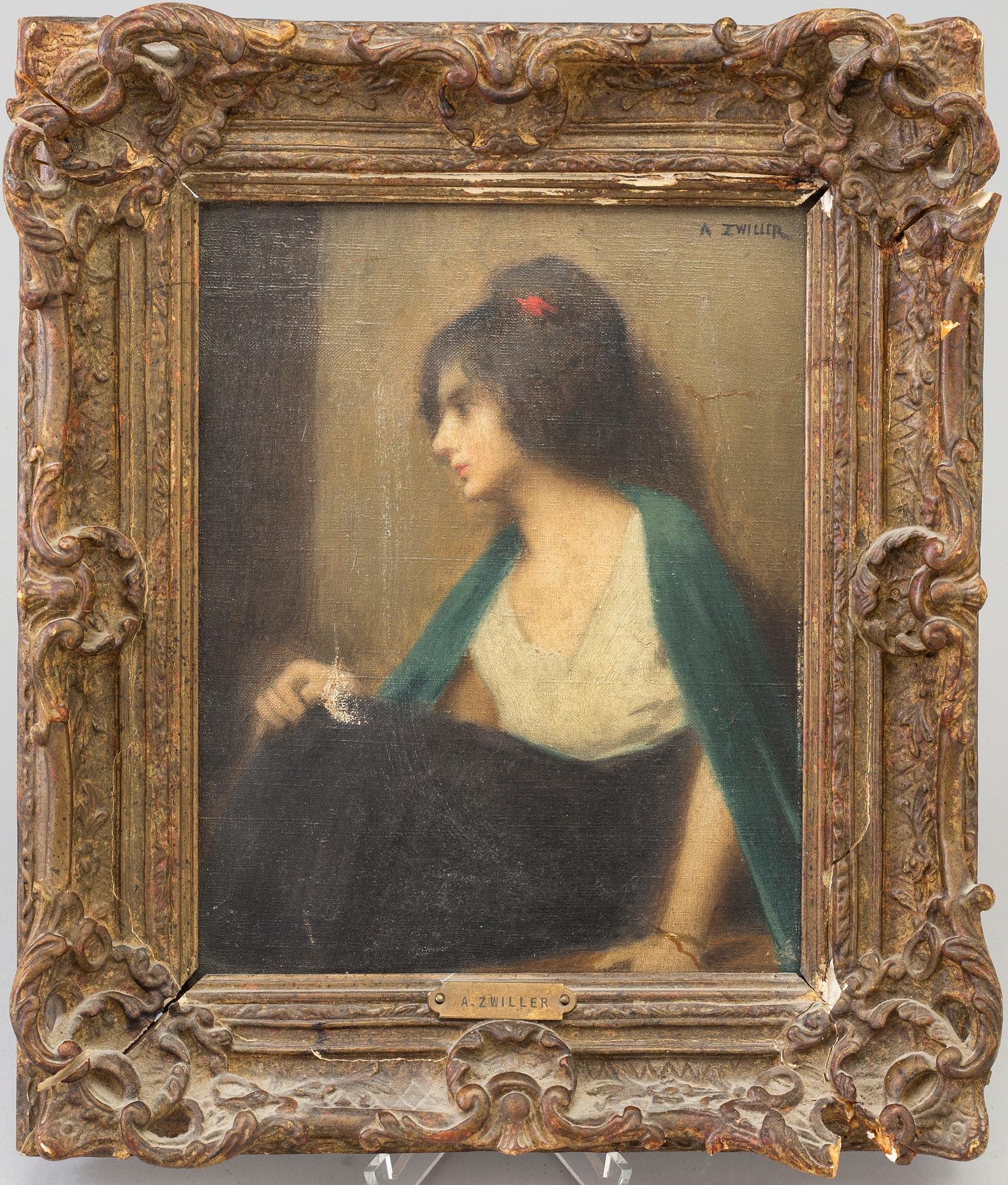 AUGUSTIN ZWILLER, an oil on canvas. Signed.