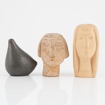 Åke Holm, three earthenware figurines, signed.