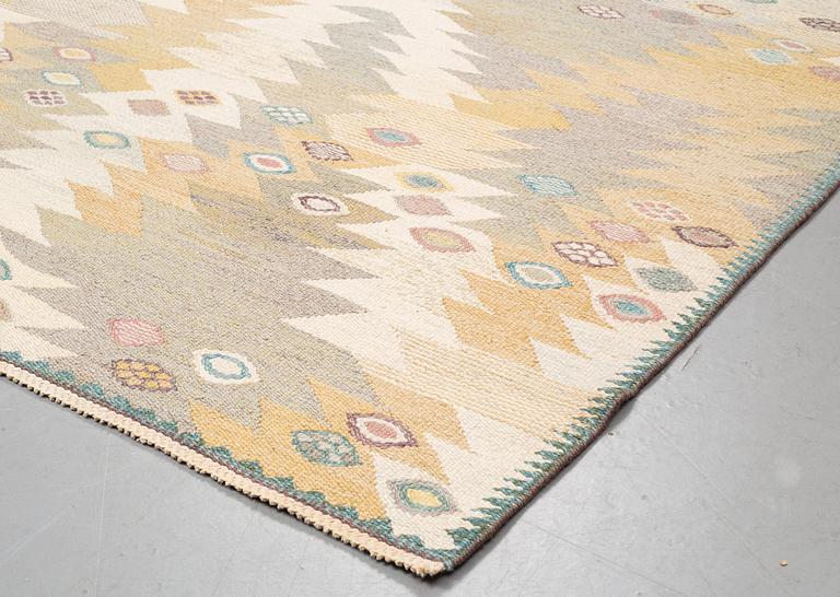 Barbro Nilsson, a carpet, "Tånga ljus", flat weave, ca 226,5 x 163-164 cm, signed AB MMF BN.