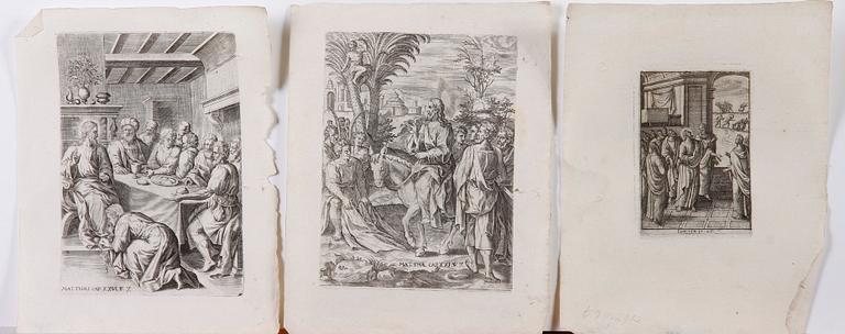 KOPPARSTICK ,33 st, bla efter J. Bourdon, 1700-1800-tal.